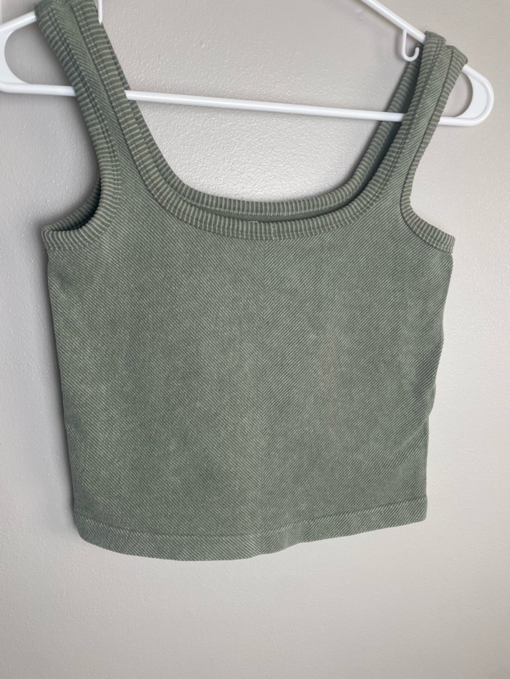 Ribbed Tank Crop Top - Olive Green